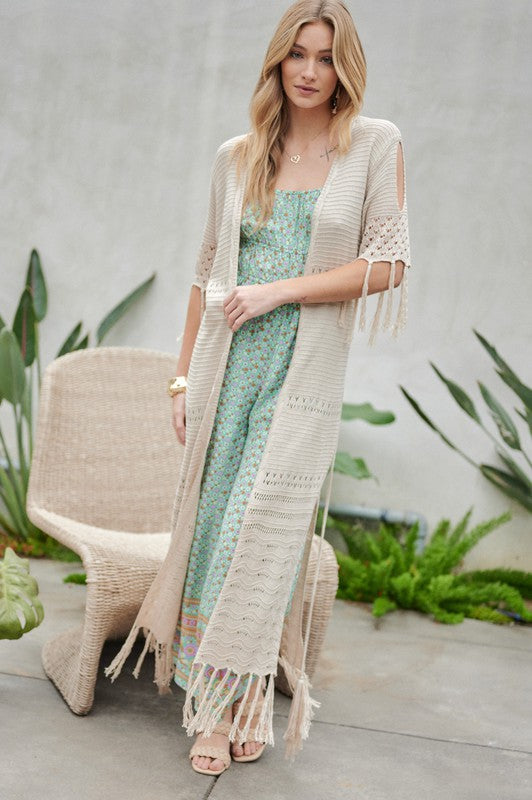 Phoebe Long Cardigan With Fringe