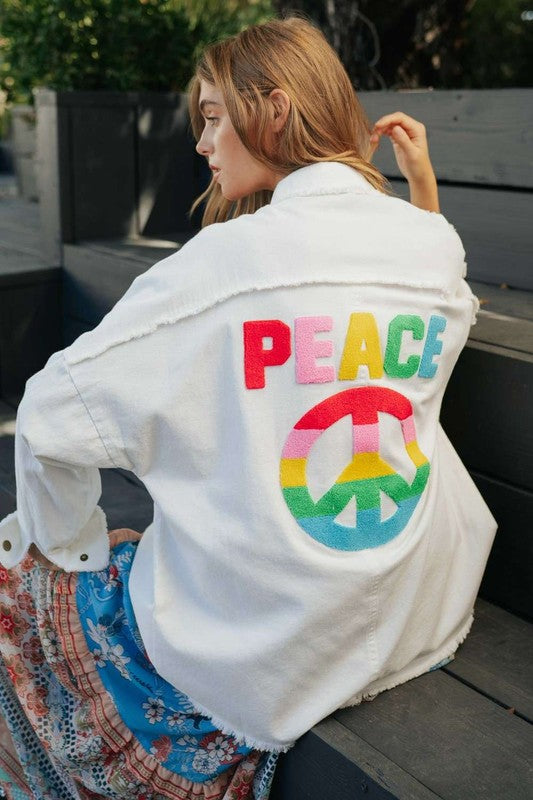 Willow Peace Symbol Button Up Shirt