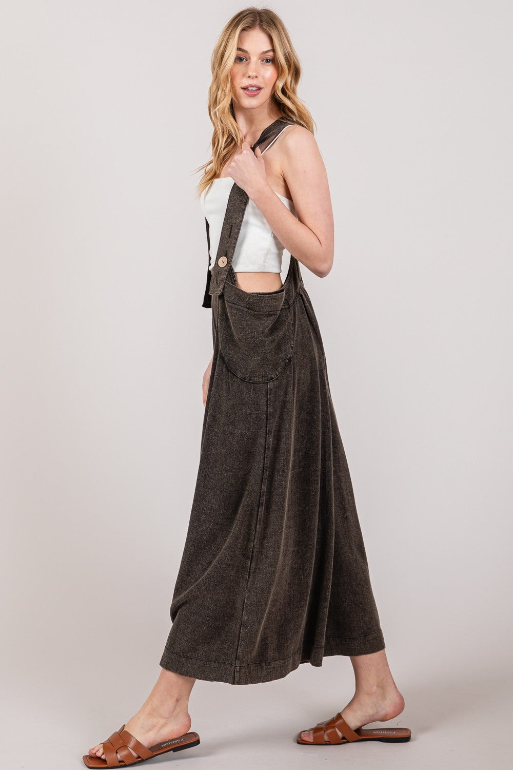 Figgy Full Size Wide Strap Wide Leg Overalls