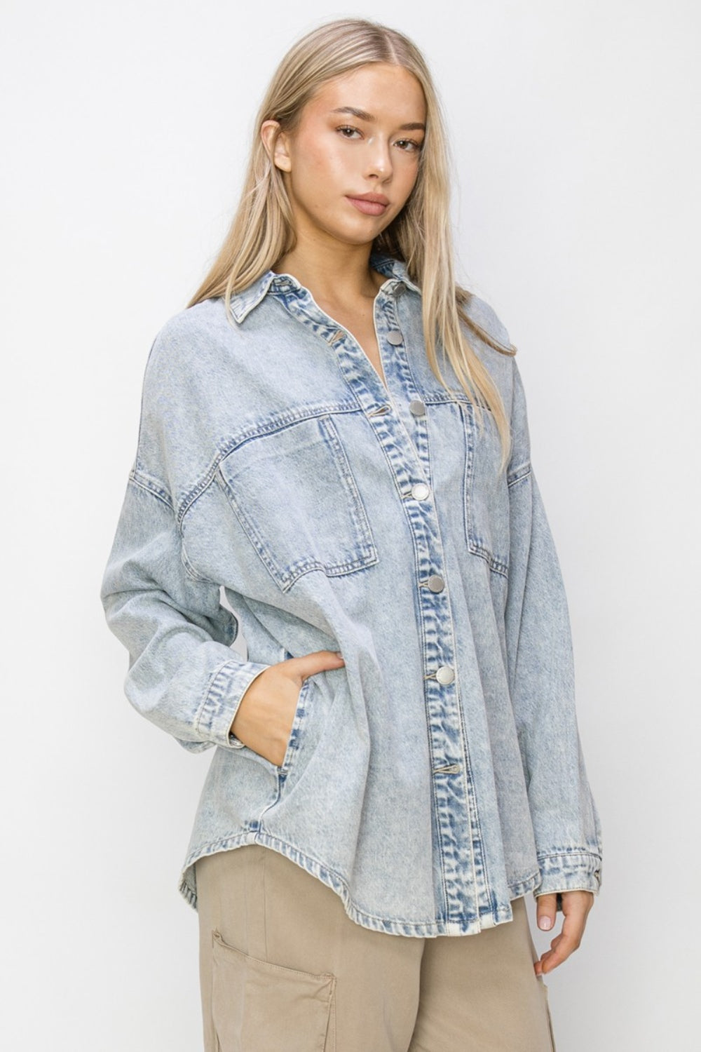 Moren Button Up Long Sleeve Shacket