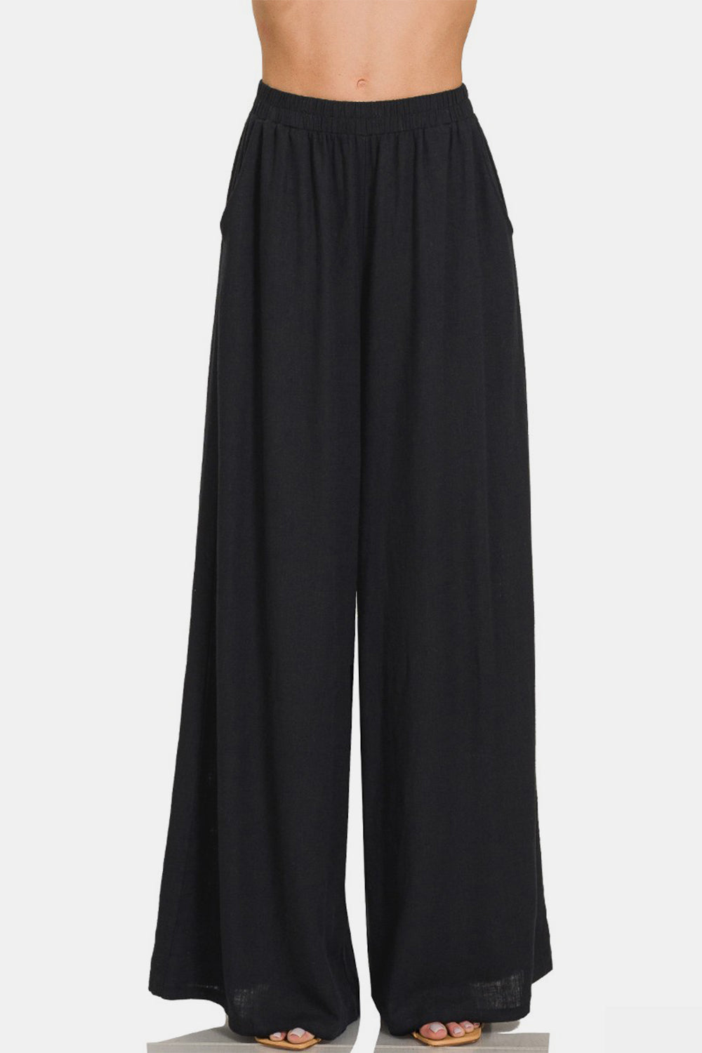 Opal Pleated Linen Blend Wide Leg Pants