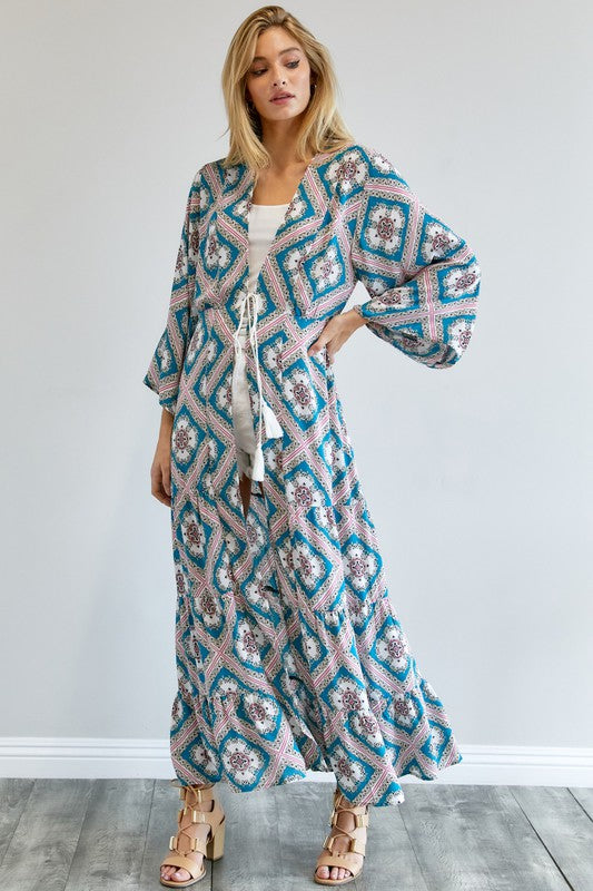 Brynlee Printed Long Sleeve Loose Kimono