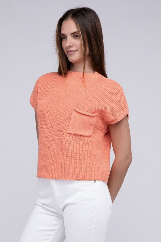 Rae Mock Neck Short Sleeve Cropped Sweater