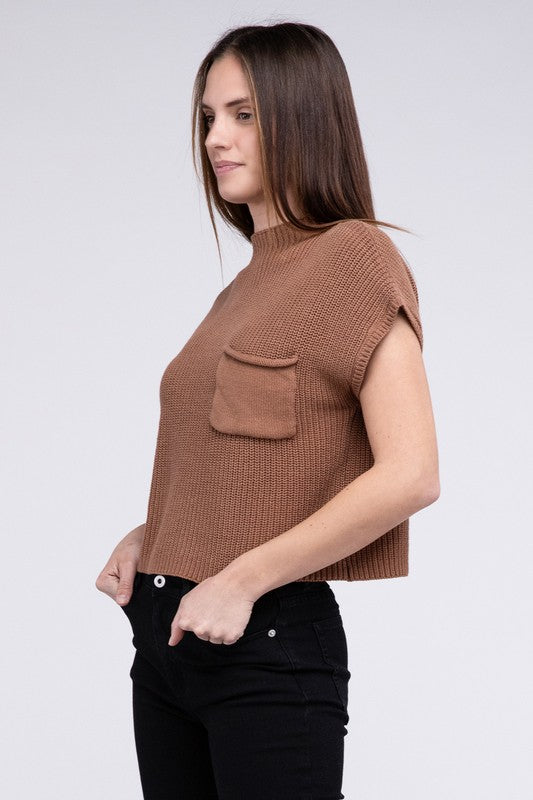 Rae Mock Neck Short Sleeve Cropped Sweater