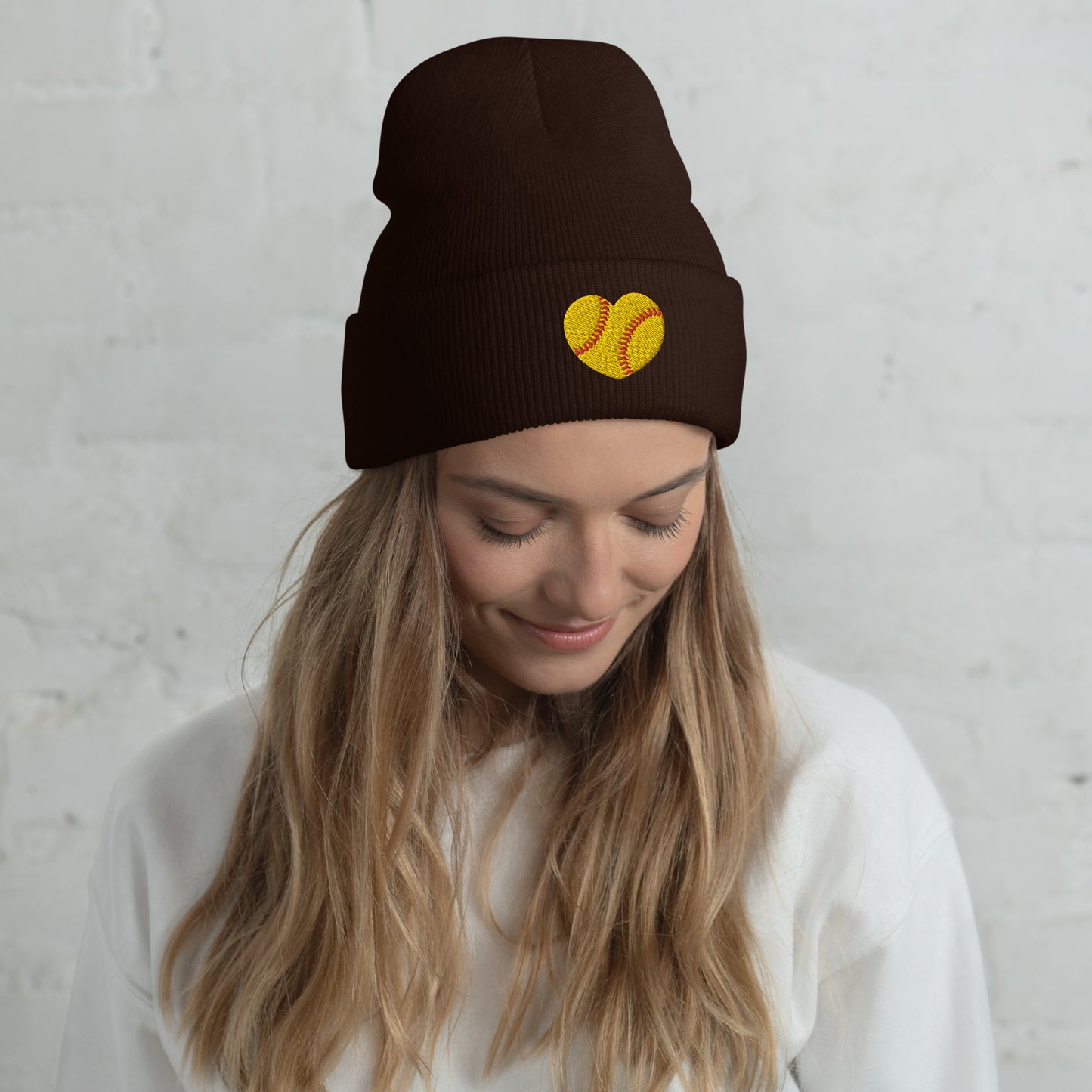 Embroidered Softball Cuffed Beanie