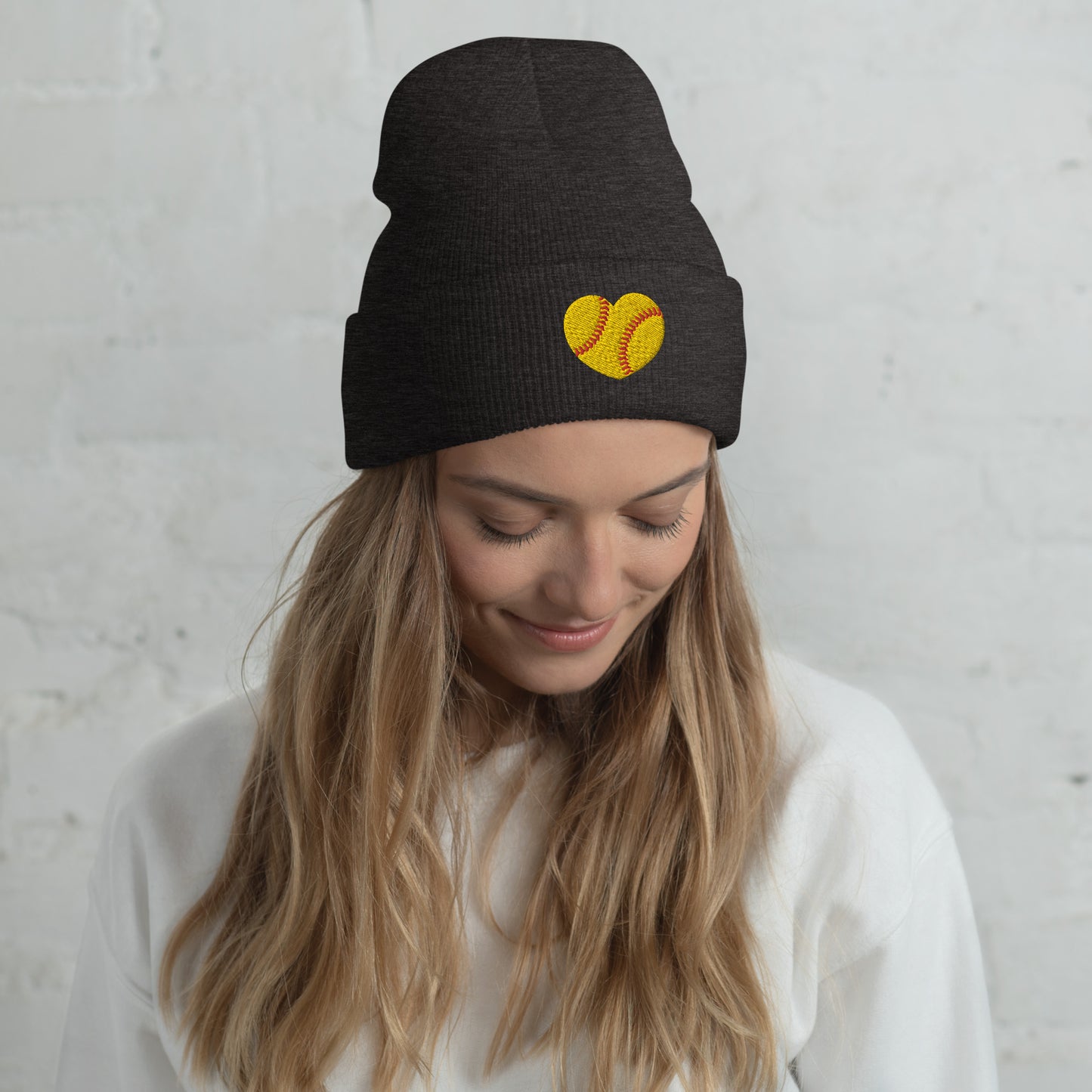 Embroidered Softball Cuffed Beanie