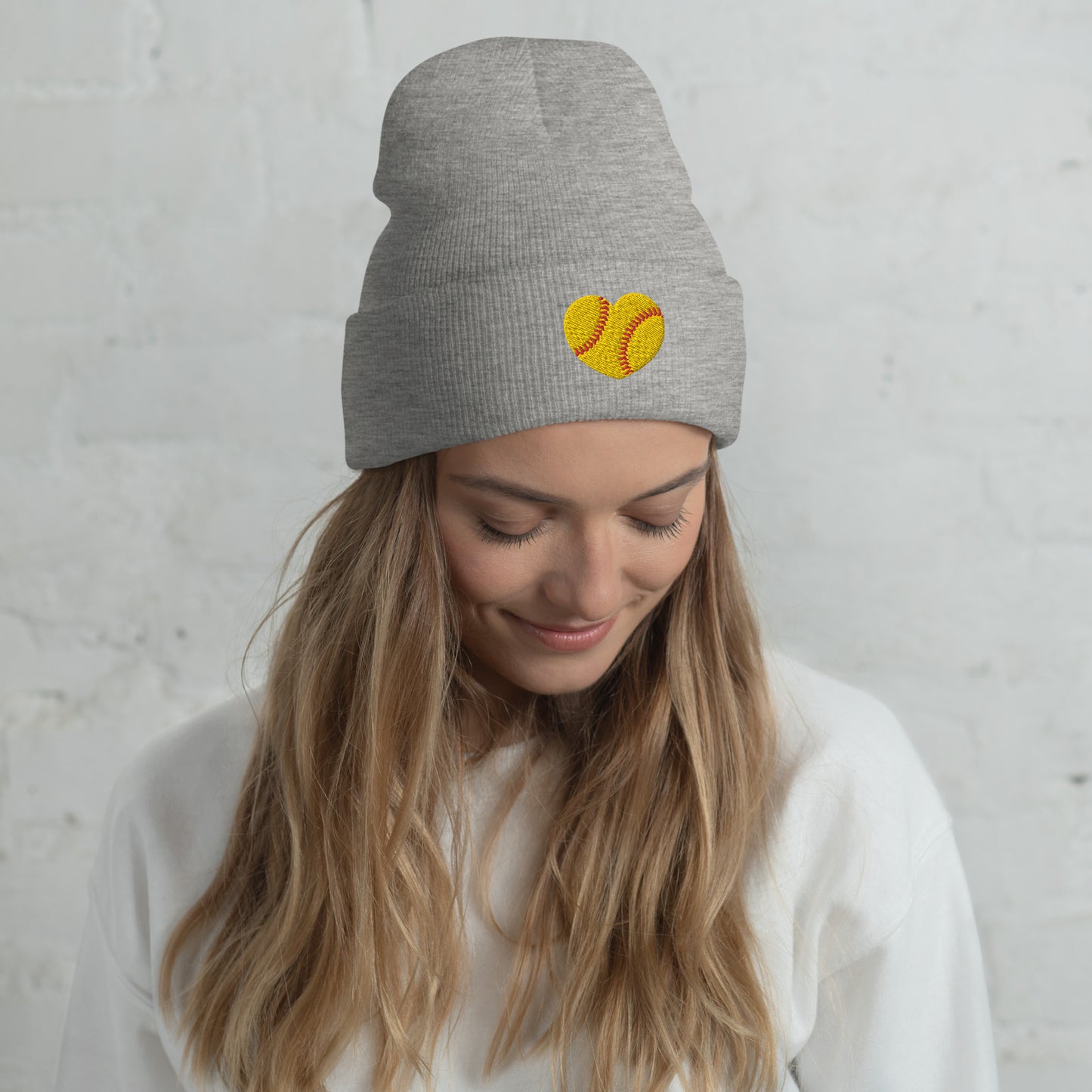 Embroidered Softball Cuffed Beanie