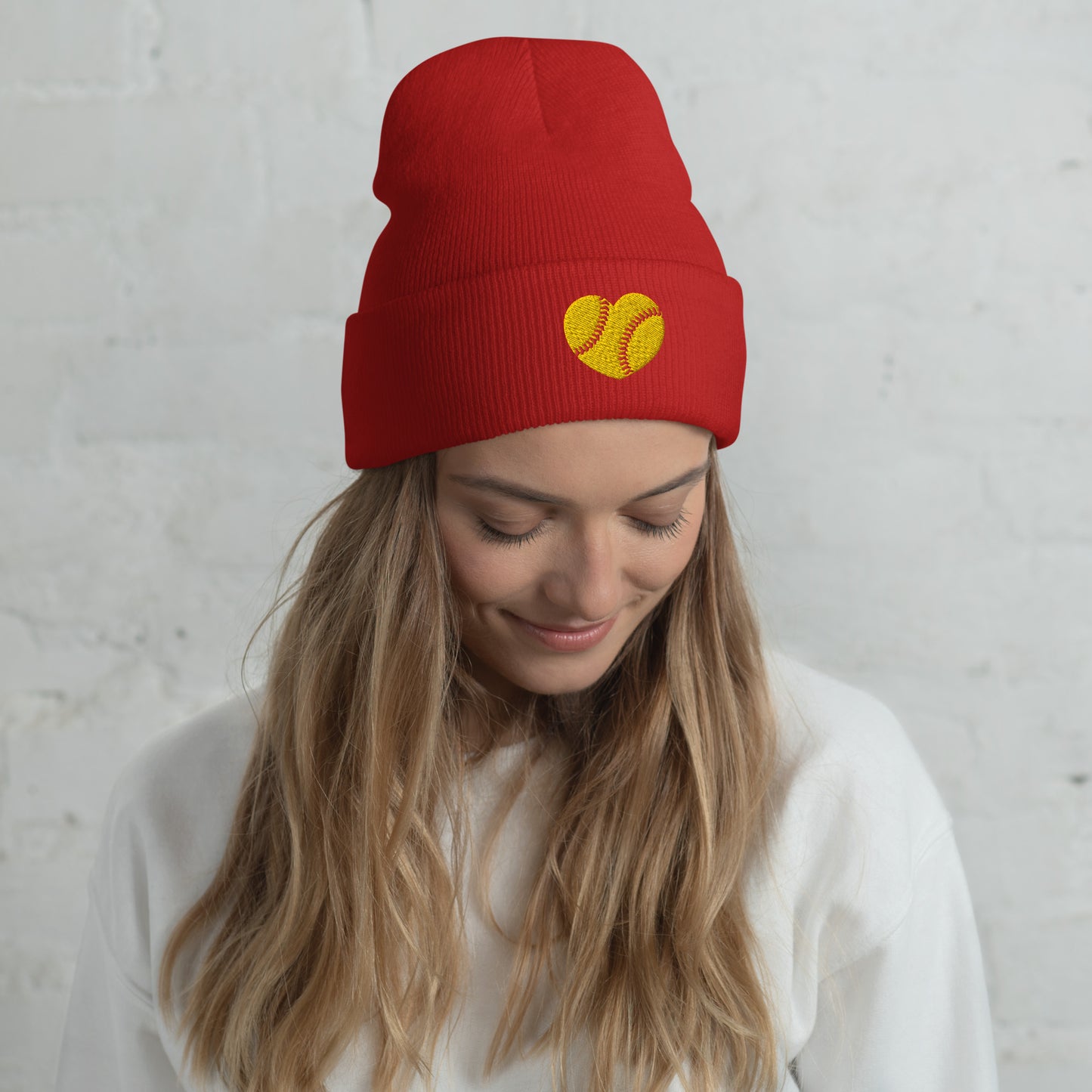 Embroidered Softball Cuffed Beanie