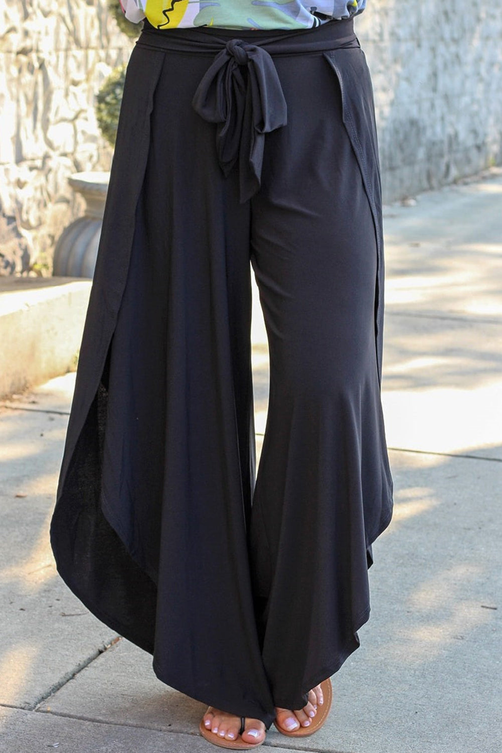 Melody Size Tie Front Wide Leg Pants