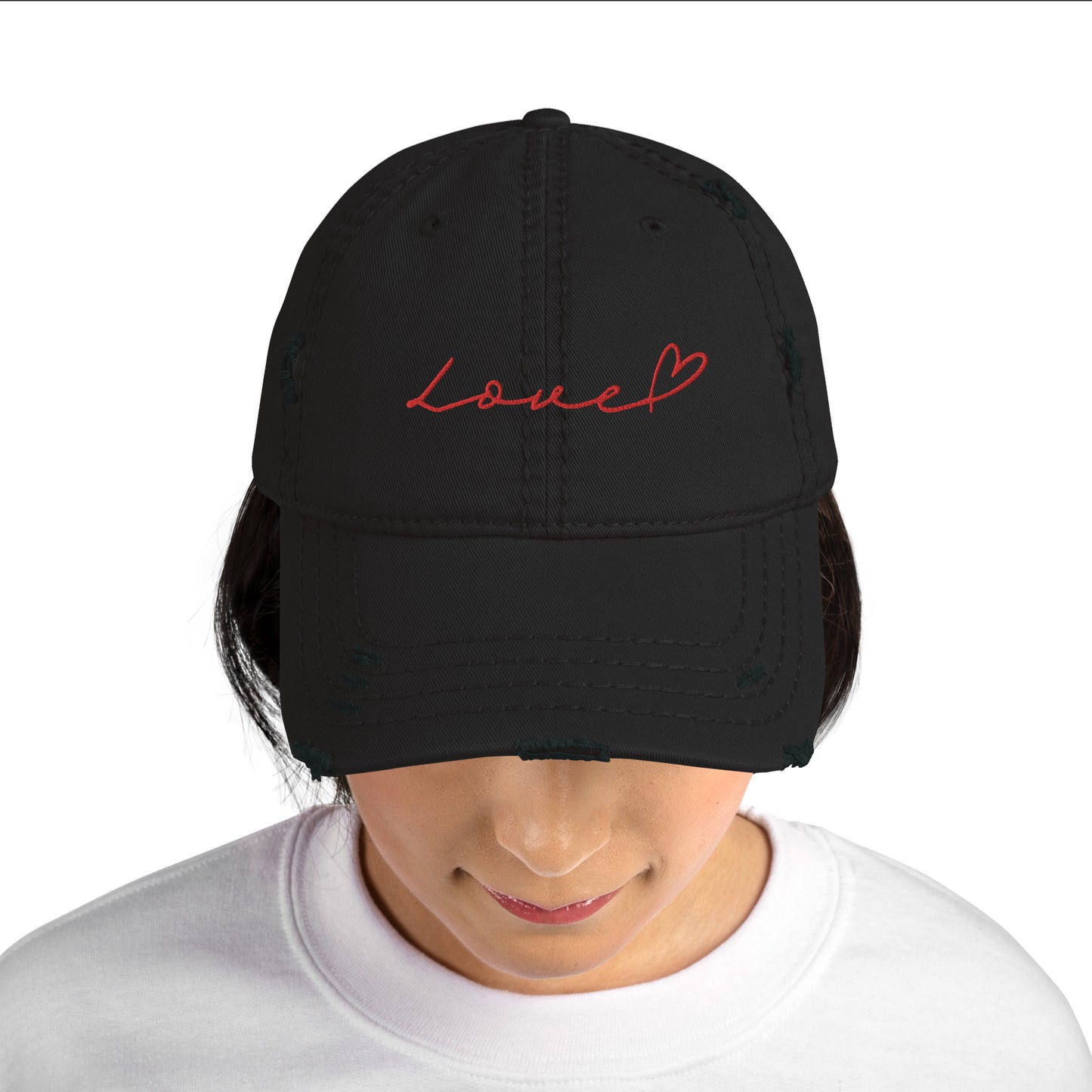 Love Distressed Dad Hat