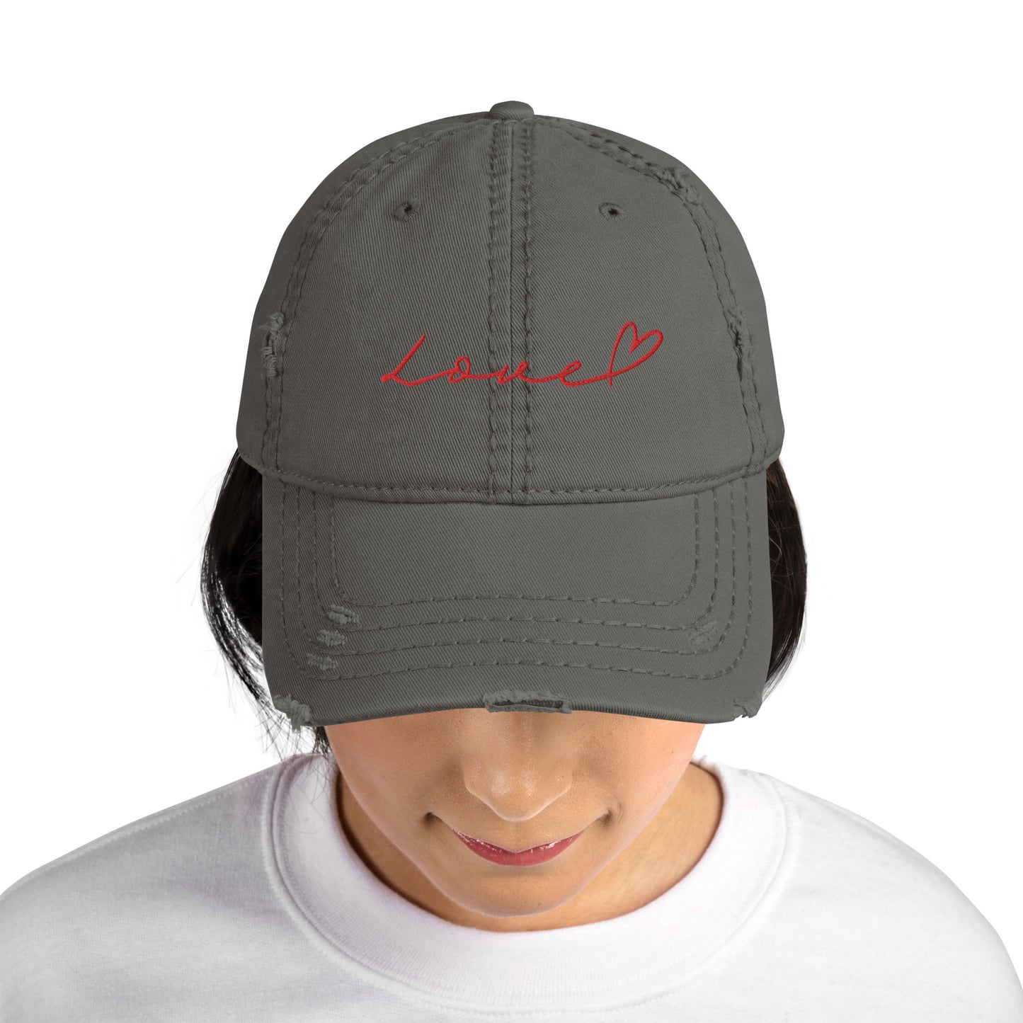 Love Distressed Dad Hat