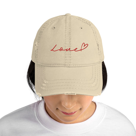 Love Distressed Dad Hat