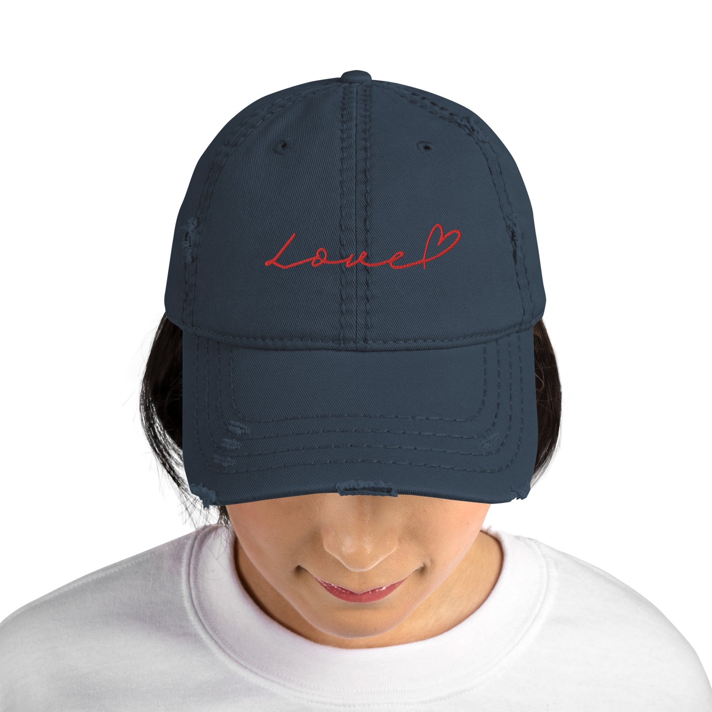 Love Distressed Dad Hat