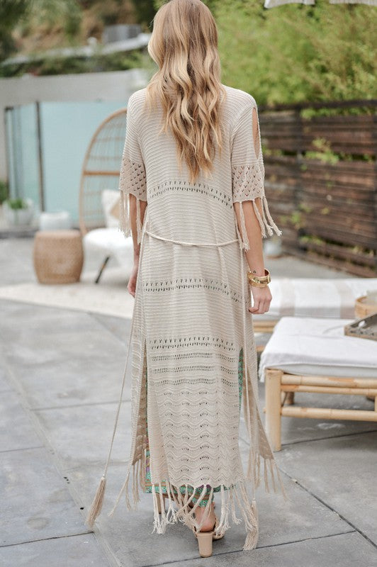 Phoebe Long Cardigan With Fringe