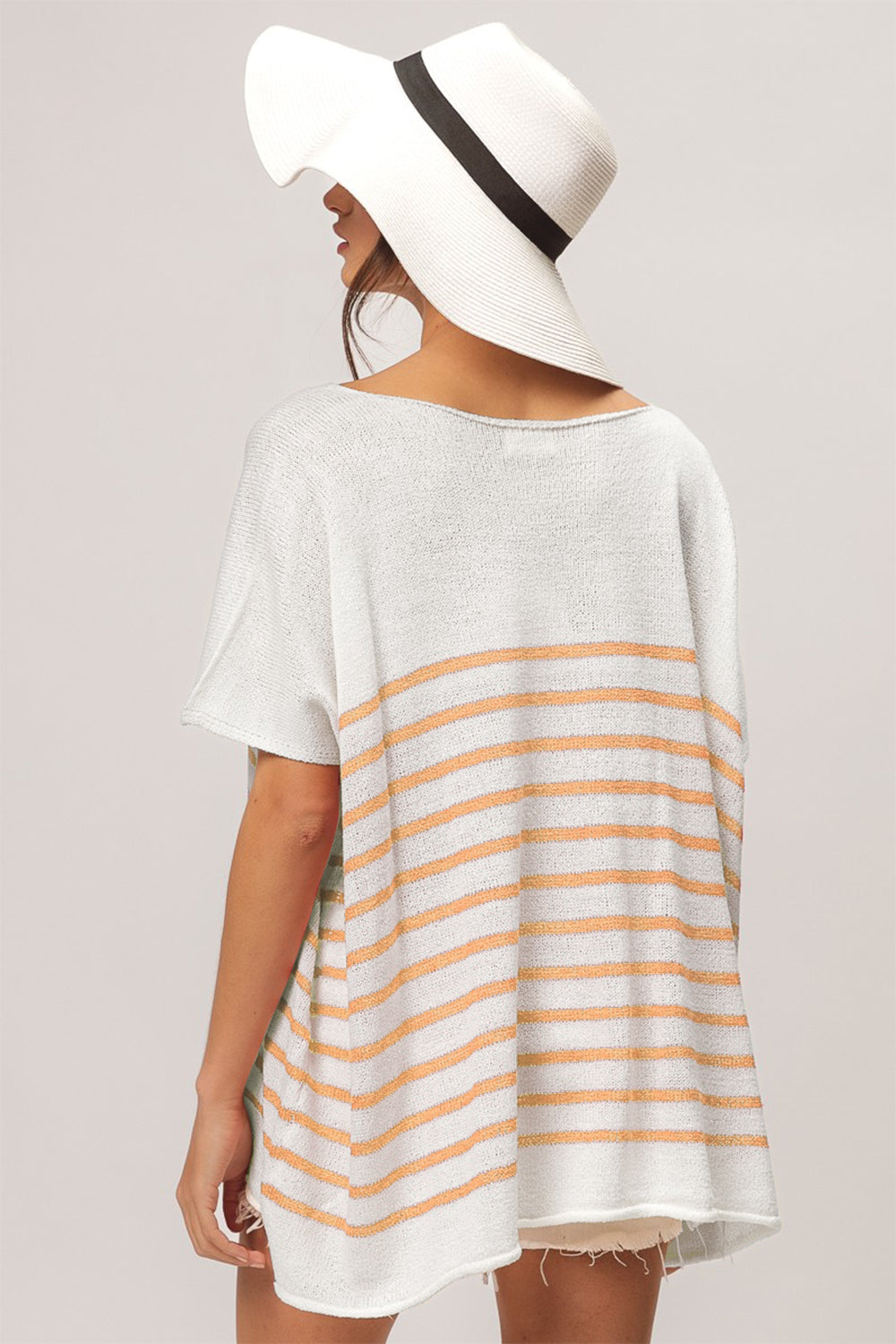 Kellen V Neck Striped Short Sleeve Top