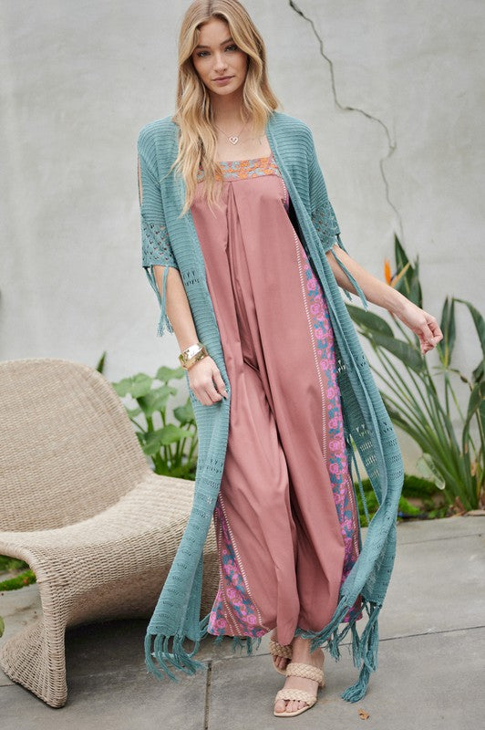 Phoebe Long Cardigan With Fringe