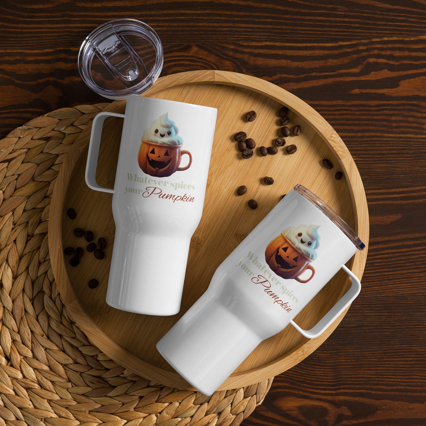 Spiced Pumpkin Travel mug with a handle